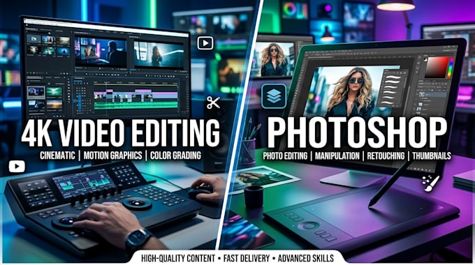 professional 4k video editting and photosop