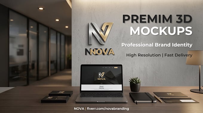 create premium 3d logo mockups and brand identity presentations