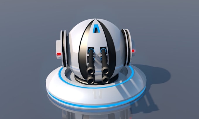 model custom military assets, low poly sci fi turret,mechanical design,game prop