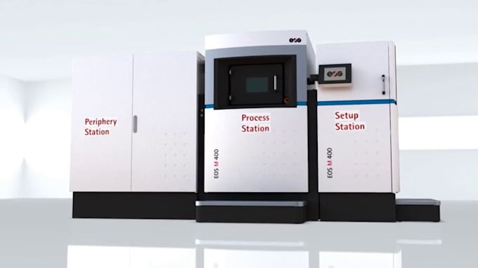 create 3d industrial machine technical explainer for metal, printer and additive