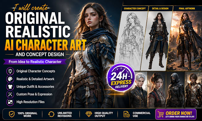 create original realistic ai character art and concept design