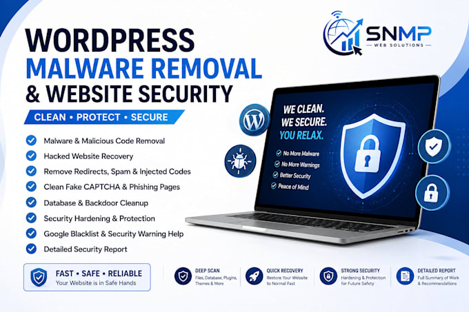 clean malware and secure your hacked wordpress website