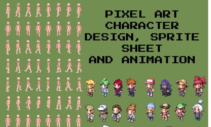 do 2d pixel art character animation sprite sheet game assets game art