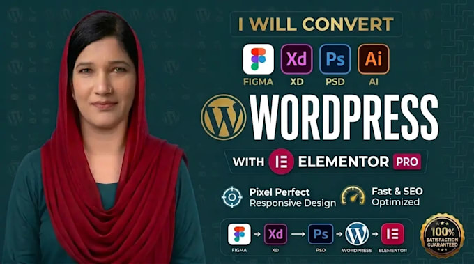 convert figma, psd, xd, html to wordpress using elementor or divi
