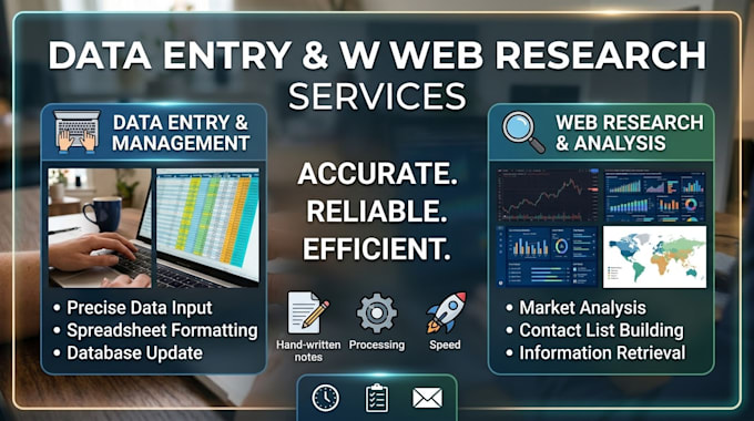 do professional data entry and web research