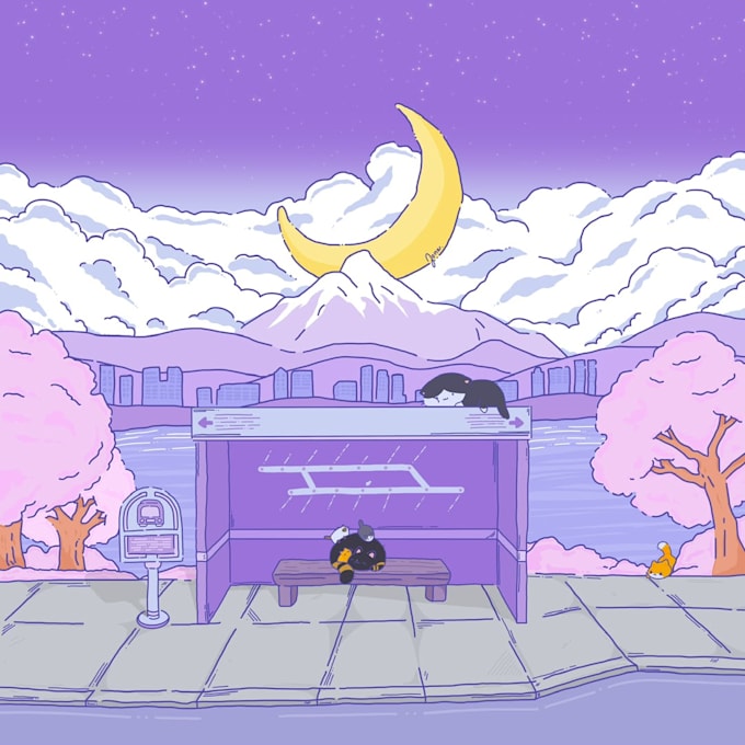 create cozy pastel aesthetic illustrations