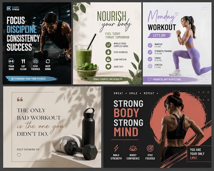 create editable canva fitness social media templates