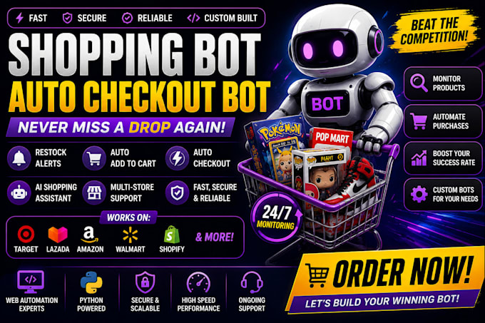 build target bot lazada bot, auto checkout bot, pokemon bot autobot checkout bot