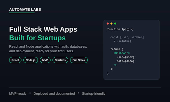 build a full stack web application for your startup