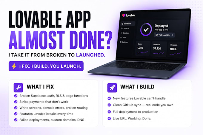 lovable expert fix lovable app bugs supabase stripe deploy lovable ai