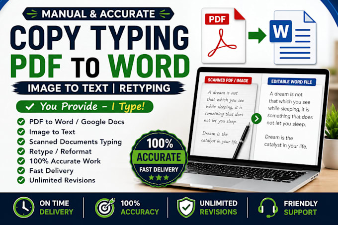 manually retype PDF, image, scanned document to word