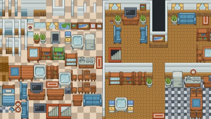 create pixel art tileset topdown tilemap 2d game assets environment
