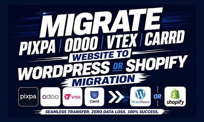 migrate pixpa odoo vtex carrd website to wordpress or shopify migration
