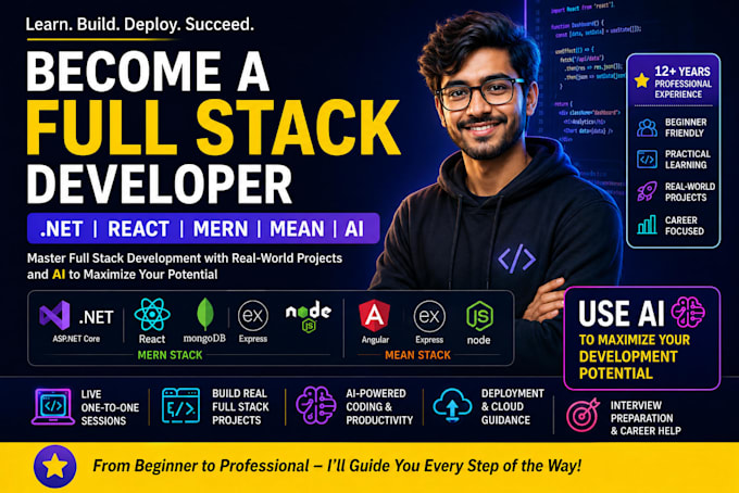 teach you full stack development with asp net react