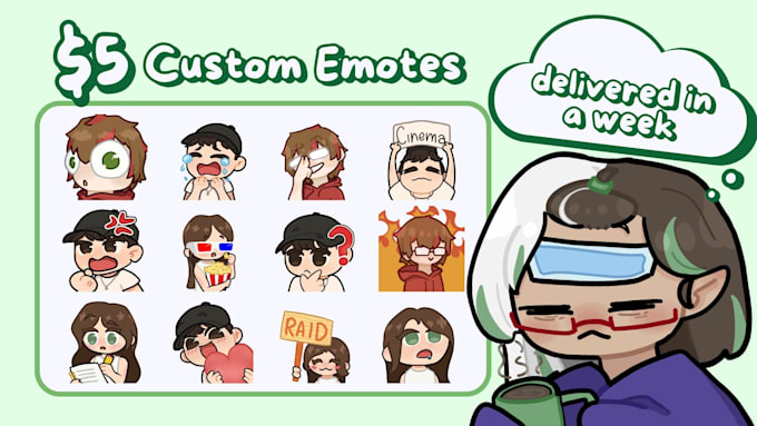 draw cute emotes for twitch, youtube, discord, and vtubers