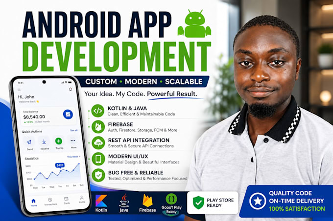 develop a custom android app in kotlin or java