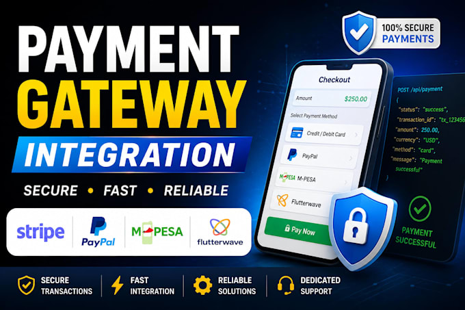 integrate stripe paypal mpesa flutterwave payment gateway