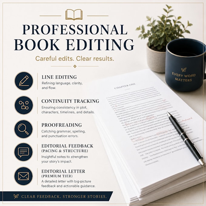 professionally edit your manuscript with detailed feedback