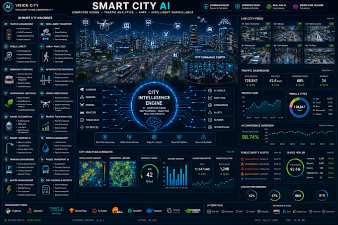 develop smart city ai, computer vision, opencv python, yolo anpr, face detection