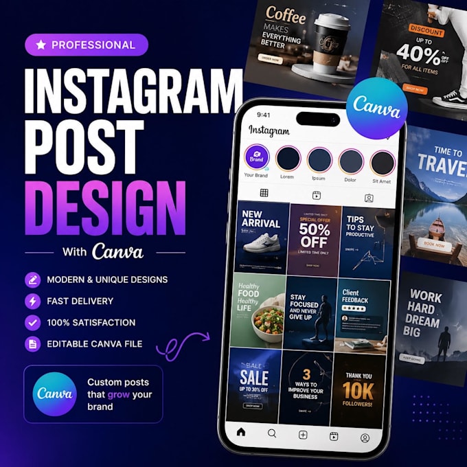 design professional canva instagram posts for your business