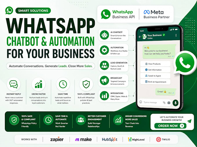build whatsapp chatbot, automation and API integration for your business