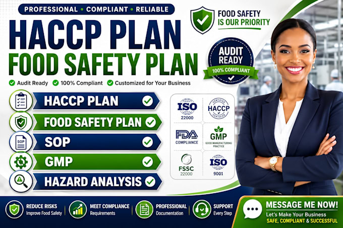 create haccp plan, food safety plan, sops and gmp documentation