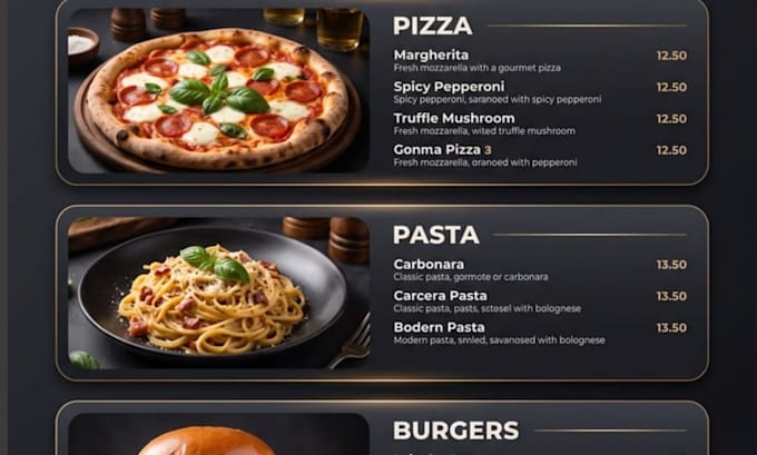 design food menu for your business