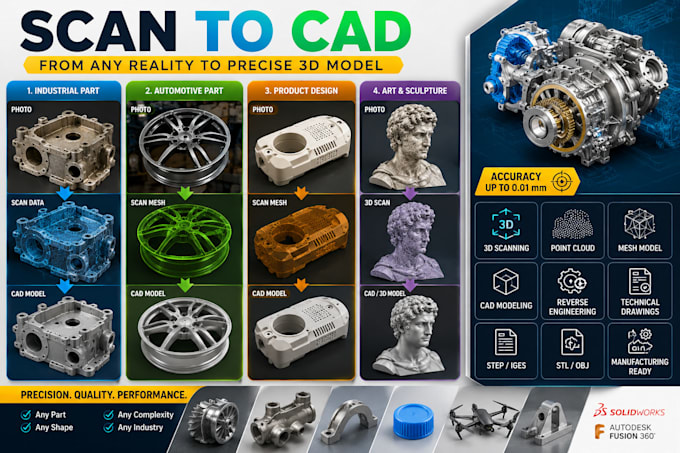 reverse engineer part photo scan cad model parametric solidworks design stl step
