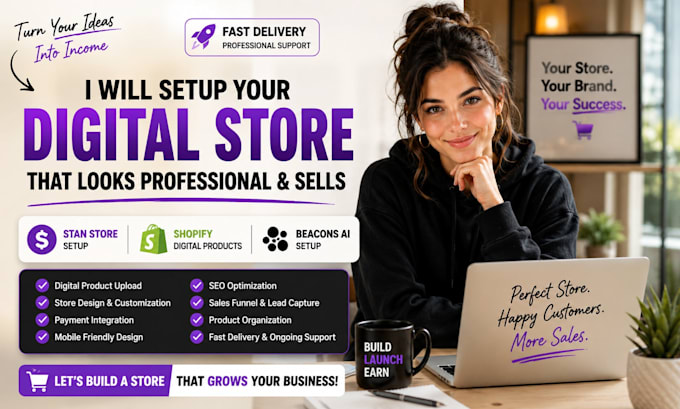 setup stan store, beacons ai and shopify digital product store