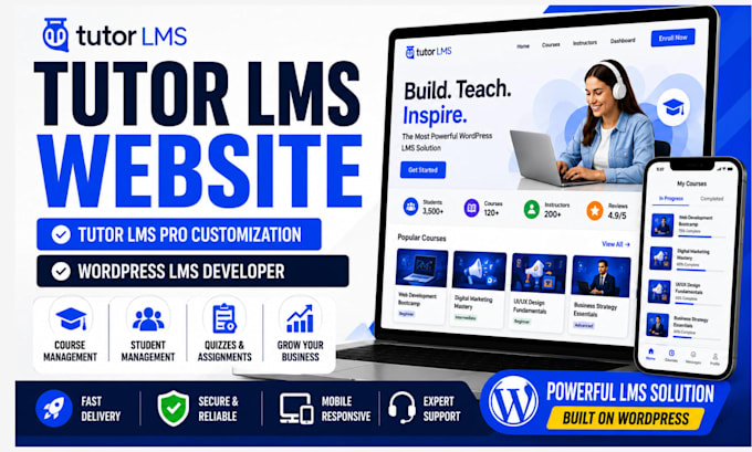 build tutor lms, tutor lms pro or tutor lms website with tutor lms customization