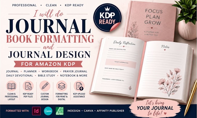 do journal book formatting, amazon KDP journal design, workbook planner layout
