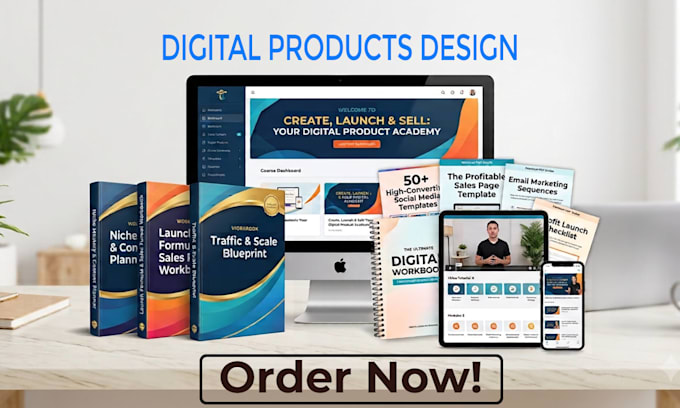 design digital product mockup, esty digital products, course bundle