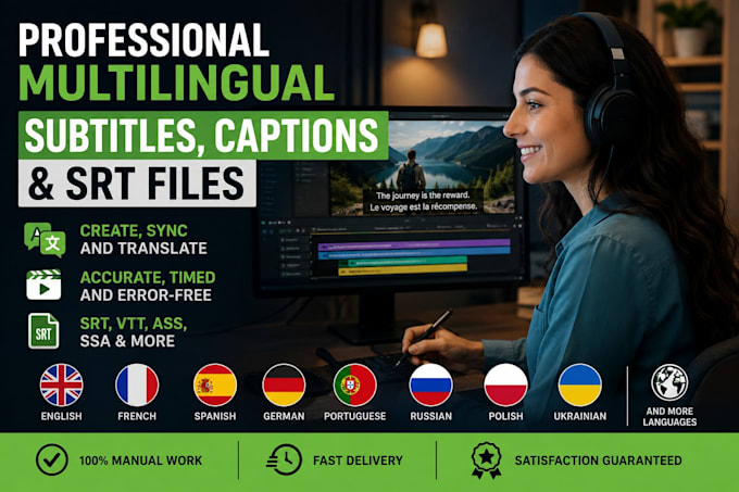 create, sync and translate multilingual subtitles, captions and srt files