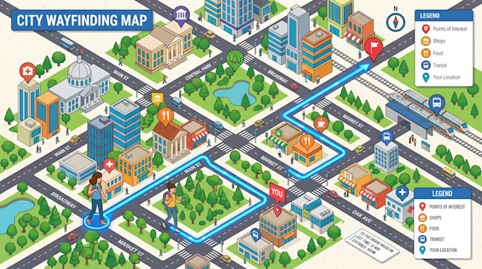 design wayfinding maps, navigation systems and directional signage map