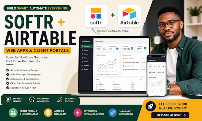 build a softr web app airtable client portal or saas mvp