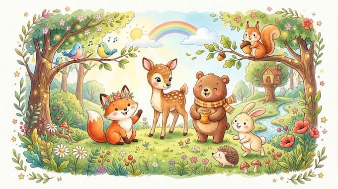 draw animals cartoon illustration