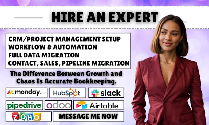 do data migration on monday crm airtable hubspot odoo crm pipedrive trello setup