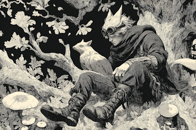 create dark art, metal, gothic illustration