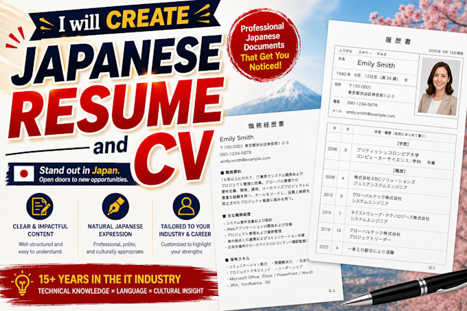 create professional japanese resume and CV