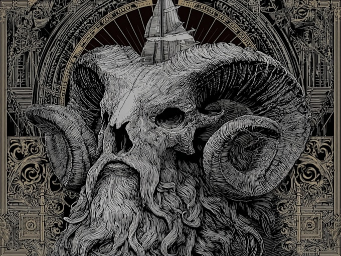 draw dark art illustration with engraving style