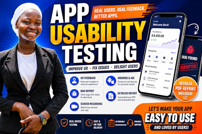 do app usability testing and provide UX feedback with bug report