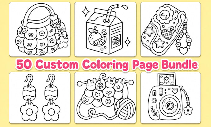 create a custom 50 bold and easy coloring page bundle