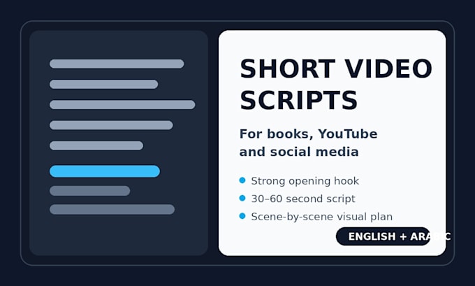 write short video scripts for books and youtube channels