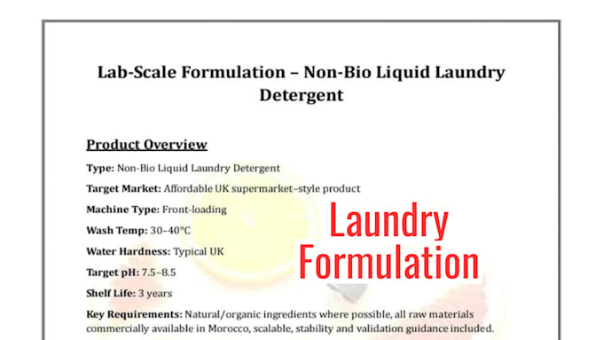 develop product formulation as a cosmetic laundry chemist for cleaning products