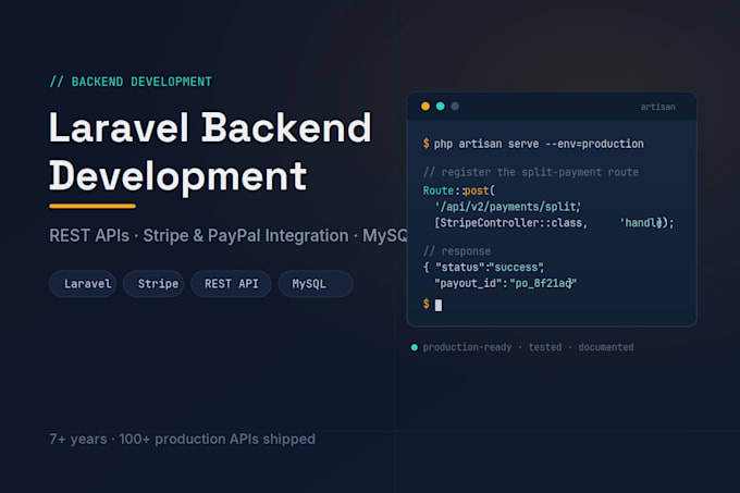 build laravel rest apis and integrate stripe payment systems