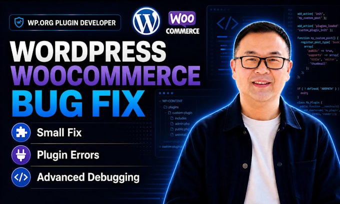fix wordpress or woocommerce plugin bugs and errors