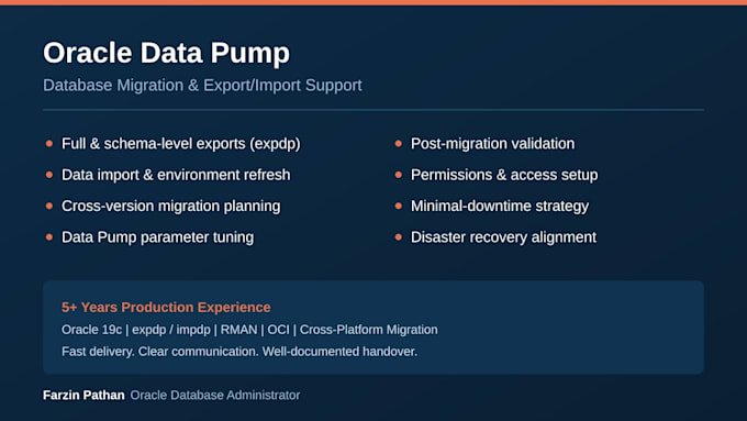 migrate and export your oracle database using data pump