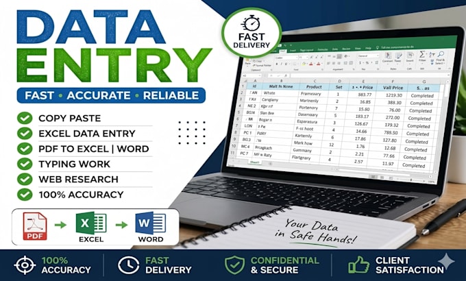 do accurate data entry ,copy paste,typing and excel  data entry