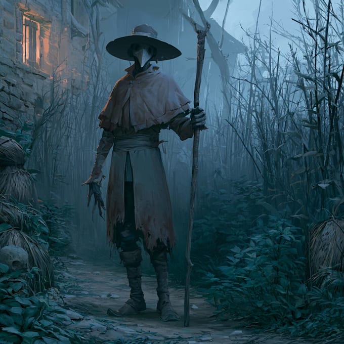 draw a horror and fantasy horror character art
