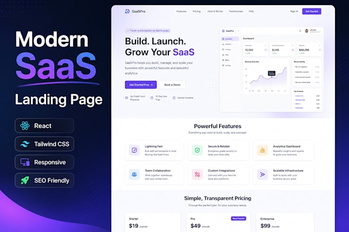create modern ai saas landing pages